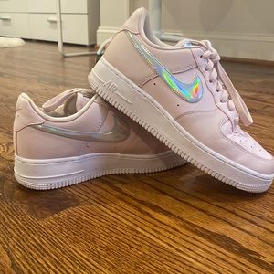 Nike pink air forces with silver check! Worn maybe 2 times so great condition